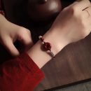 【天然帝王紫金硃砂】【925純銀吉祥配飾】天然原礦紫金硃砂平安扣紅繩手鍊配925銀吉祥配飾開運女手鍊