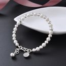 【花火流光】【990足銀】【磨砂光面圓珠】設計師款高級氣質990足銀磨砂光面圓珠雛菊女時尚百搭手鍊