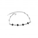 【幸運黑瑪瑙四葉草】【925純銀】高級氣質法式黑瑪瑙四葉草S925純銀時尚文藝女手鍊