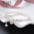 【花火流光】【990足銀】【磨砂光面圓珠】設計師款高級氣質990足銀磨砂光面圓珠雛菊女時尚百搭手鍊