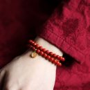 設計師款開運吉祥雙圈7A級珍品天然正紅硃砂手串搭配和田玉桶珠鍍金福字男女佛珠手串手鍊 設計師款開運吉祥雙圈7A級珍品天然正紅硃砂手串搭配和田玉桶珠鍍金福字男女佛珠手串手鍊