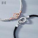 【環環相扣情侶手鍊】【925純銀】世間美好與你環環相扣設計師款925純銀雙環情侶手鍊男女編織手鍊