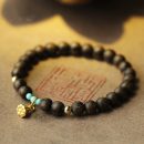 【天然5A級越南沉香】【古法鍍金蓮蓬配飾】天然精品沉香圓珠手鍊搭配古法金蓮蓬手工男女佛珠手串