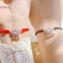 【歲歲平安】【藍月光石】設計師款日式風格長命平安鎖配藍月光石紅繩女百搭氣質手鍊