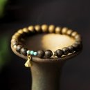 【天然5A級越南沉香】【古法鍍金蓮蓬配飾】天然精品沉香圓珠手鍊搭配古法金蓮蓬手工男女佛珠手串