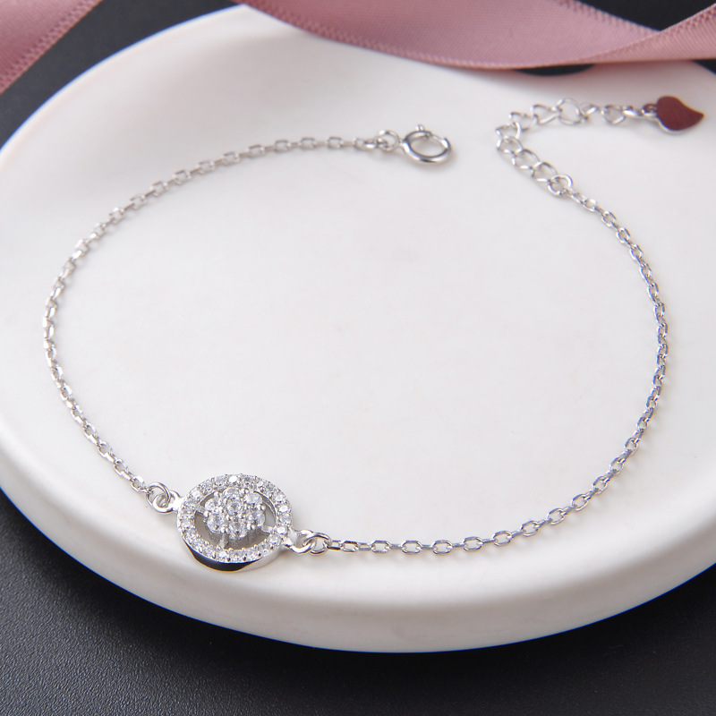 【情有獨鐘】【925純銀】【群鑲鋯鉆】設計師款高級氣質925純銀群鑲鋯鉆女時尚百搭手鍊