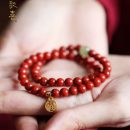 設計師款開運吉祥雙圈7A級珍品天然正紅硃砂手串搭配和田玉桶珠鍍金福字男女佛珠手串手鍊 設計師款開運吉祥雙圈7A級珍品天然正紅硃砂手串搭配和田玉桶珠鍍金福字男女佛珠手串手鍊