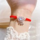 【歲歲平安】【藍月光石】設計師款日式風格長命平安鎖配藍月光石紅繩女百搭氣質手鍊