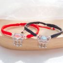 【歲歲平安】【藍月光石】設計師款日式風格長命平安鎖配藍月光石紅繩女百搭氣質手鍊