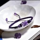 【天然紫水晶貔貅手鍊】設計師款天然紫水晶招財貔貅手工編織手鍊氣質文藝小眾氣質女水晶手鍊