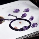 【天然紫水晶貔貅手鍊】設計師款天然紫水晶招財貔貅手工編織手鍊氣質文藝小眾氣質女水晶手鍊