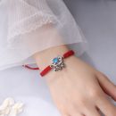 【歲歲平安】【藍月光石】設計師款日式風格長命平安鎖配藍月光石紅繩女百搭氣質手鍊