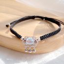 【歲歲平安】【藍月光石】設計師款日式風格長命平安鎖配藍月光石紅繩女百搭氣質手鍊