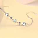 【925純銀鑲嵌鋯鉆】【幸運四葉草】高級感氣質百搭925純銀幸運四葉草鋯鉆水晶手鍊女銀手鍊