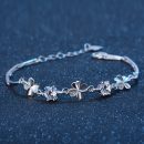 【925純銀鑲嵌鋯鉆】【幸運四葉草】高級感氣質百搭925純銀幸運四葉草鋯鉆水晶手鍊女銀手鍊