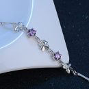 【925純銀鑲嵌鋯鉆】【幸運四葉草】高級感氣質百搭925純銀幸運四葉草鋯鉆水晶手鍊女銀手鍊