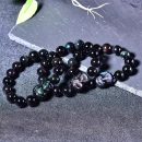 【天然雙彩虹眼黑曜石】【萌狐配飾】天然6A級雙彩虹眼黑曜石手串配小狐狸招財姻緣辟邪女水晶手鍊