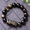 【天然收藏級金曜石】【方牌貔貅】招財護身天然金曜石手串配方牌招財貔貅手牌手鍊男女水晶黑曜石手鍊