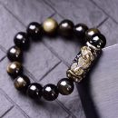 【天然收藏級金曜石】【方牌貔貅】招財護身天然金曜石手串配方牌招財貔貅手牌手鍊男女水晶黑曜石手鍊