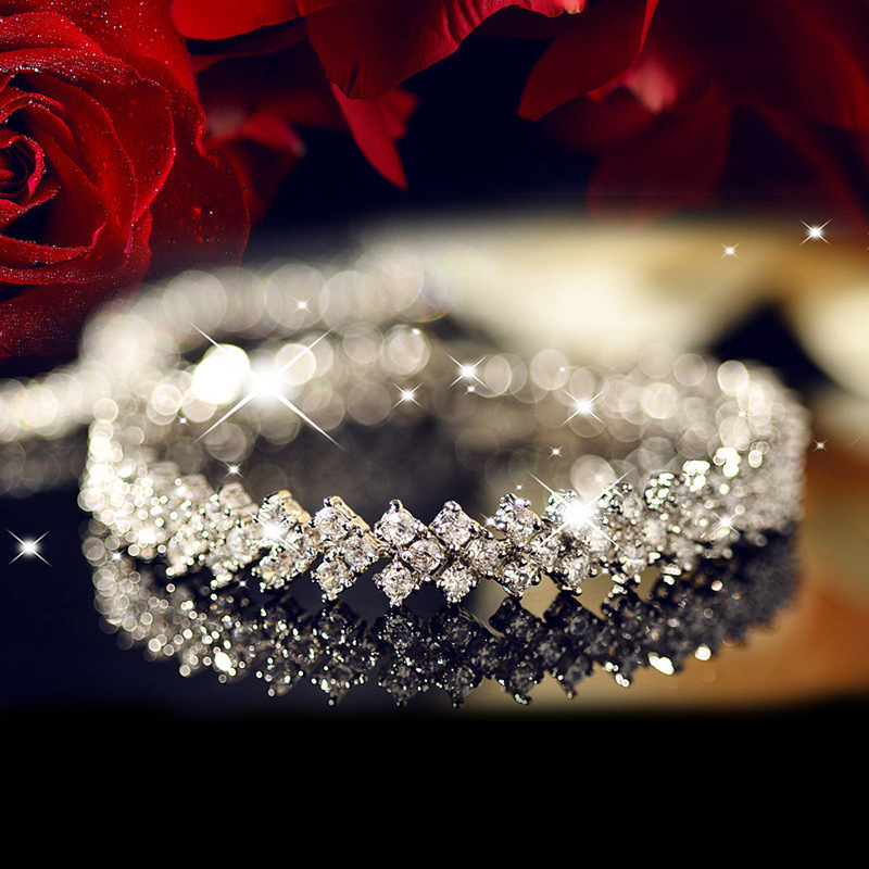 【海報款滿鋯鉆羅馬手鍊】高級時尚氣質法式滿鋯鉆羅馬手鍊女時尚晚宴水晶手鍊