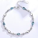 【純淨體水滴藍水晶】【925銀】高級氣質925純銀手鍊鑲嵌純淨體藍水晶百搭時尚森系女手鍊