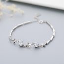 【925純銀幸運四葉草】【鑲嵌鋯鉆】文藝森系OL氣質S925純銀幸運四葉草手鍊鑲嵌鋯鉆時尚氣質女手鍊