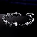 【心心相印】【925純銀】【鑲嵌鋯鉆】設計師款高級氣質雙心造型925純銀鑲鑽女百搭時尚手鍊