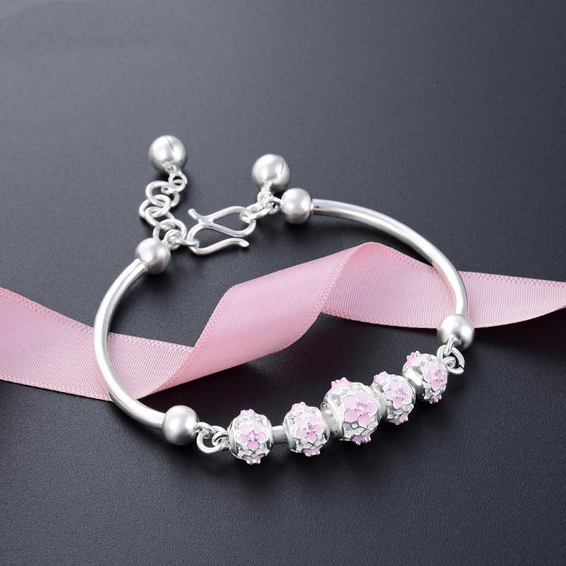 【十里桃花】【990足銀】【滴油桃花】設計師款高級氣質990足銀手環桃花配飾女氣質百搭S釦手鐲