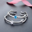 【一鹿有你】【925純銀】【鑲嵌鋯鉆】設計師款一路有你鹿角造型925純銀鑲鑽女閨蜜開口手環手鐲