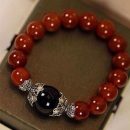 【天然紅瑪瑙】【開運美顏】天然紅瑪瑙水晶手鍊本命年單圈復古設計款紅瑪瑙女手串手鍊