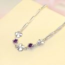 【925純銀鑲嵌鋯鉆】【幸運四葉草】高級感氣質百搭925純銀幸運四葉草鋯鉆水晶手鍊女銀手鍊