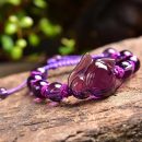 天然濃郁紫通透紫水晶手鍊手串搭配紫水晶魅狐配飾女水晶手鍊