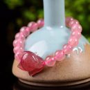 【收藏級天然草莓晶】【姻緣萌狐配飾】天然收藏級濃郁草莓晶狐狸吊墜手鍊女旺姻緣狐仙水晶手串手鍊