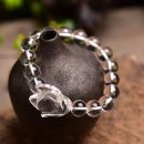 【天然冰透白水晶】【萌狐配飾】收藏級天然白水晶手鍊搭配狐狸萌狐配飾氣質清心女手串手鍊