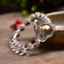 【天然冰透白水晶】【萌狐配飾】收藏級天然白水晶手鍊搭配狐狸萌狐配飾氣質清心女手串手鍊