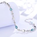 【純淨體水滴藍水晶】【925銀】高級氣質925純銀手鍊鑲嵌純淨體藍水晶百搭時尚森系女手鍊