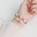 【雙層手鍊】【天然草莓晶】【925純銀】設計師款天然草莓晶925純銀雙層手鍊手鐲女時尚水晶手鍊