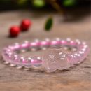 【天然淡粉水晶】【萌狐配飾】天然粉晶手鍊搭配精工雕刻萌狐招桃花防小三女時尚水晶手鍊