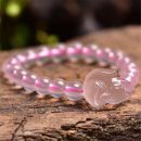 【天然淡粉水晶】【萌狐配飾】天然粉晶手鍊搭配精工雕刻萌狐招桃花防小三女時尚水晶手鍊