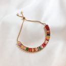 【回憶的夏天】【波西米亞風格彩虹水晶】清爽夏季風格波西米亞彩色水晶組合手鍊女時尚百搭水晶手鍊