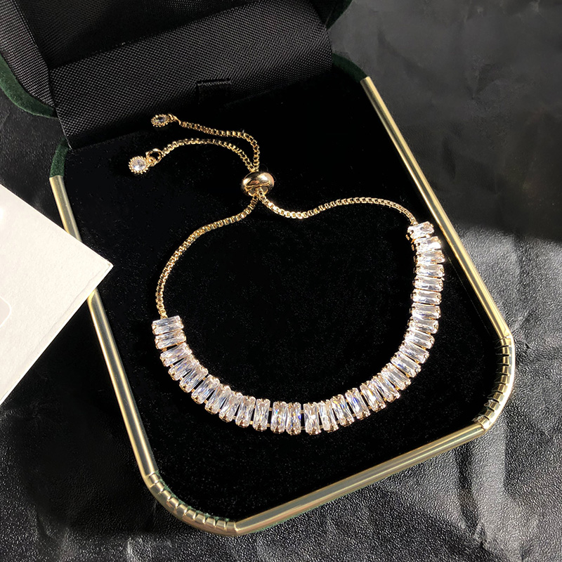 【高級晚宴風】【電鍍18K金】設計師款高級氣質韓版水晶手鍊女百搭時尚晚宴手鍊